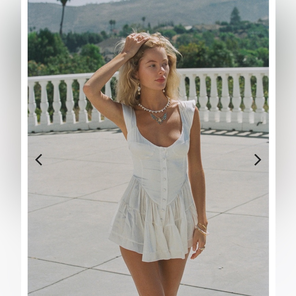 NWT- THE ELISABETH ROMPER DRESS - WHITE SILK
